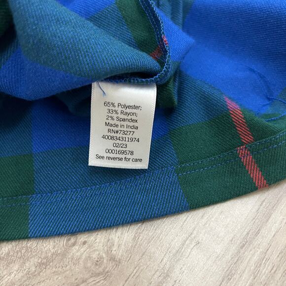 Juniors' SO Good For Life Buttoned Faux Wrap Blue, Green Plaid Skirt Size 17 - Picture 14 of 14